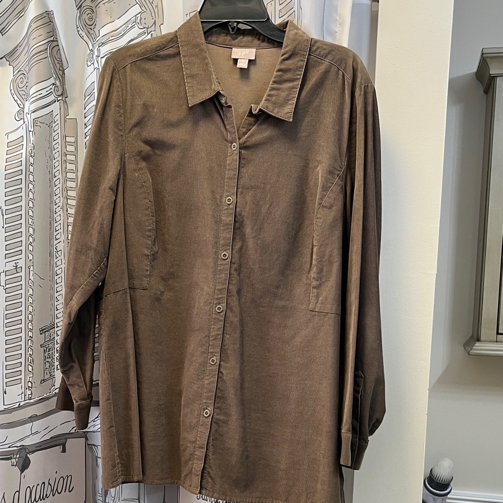 J. Jill Brown Button-Up Blouse